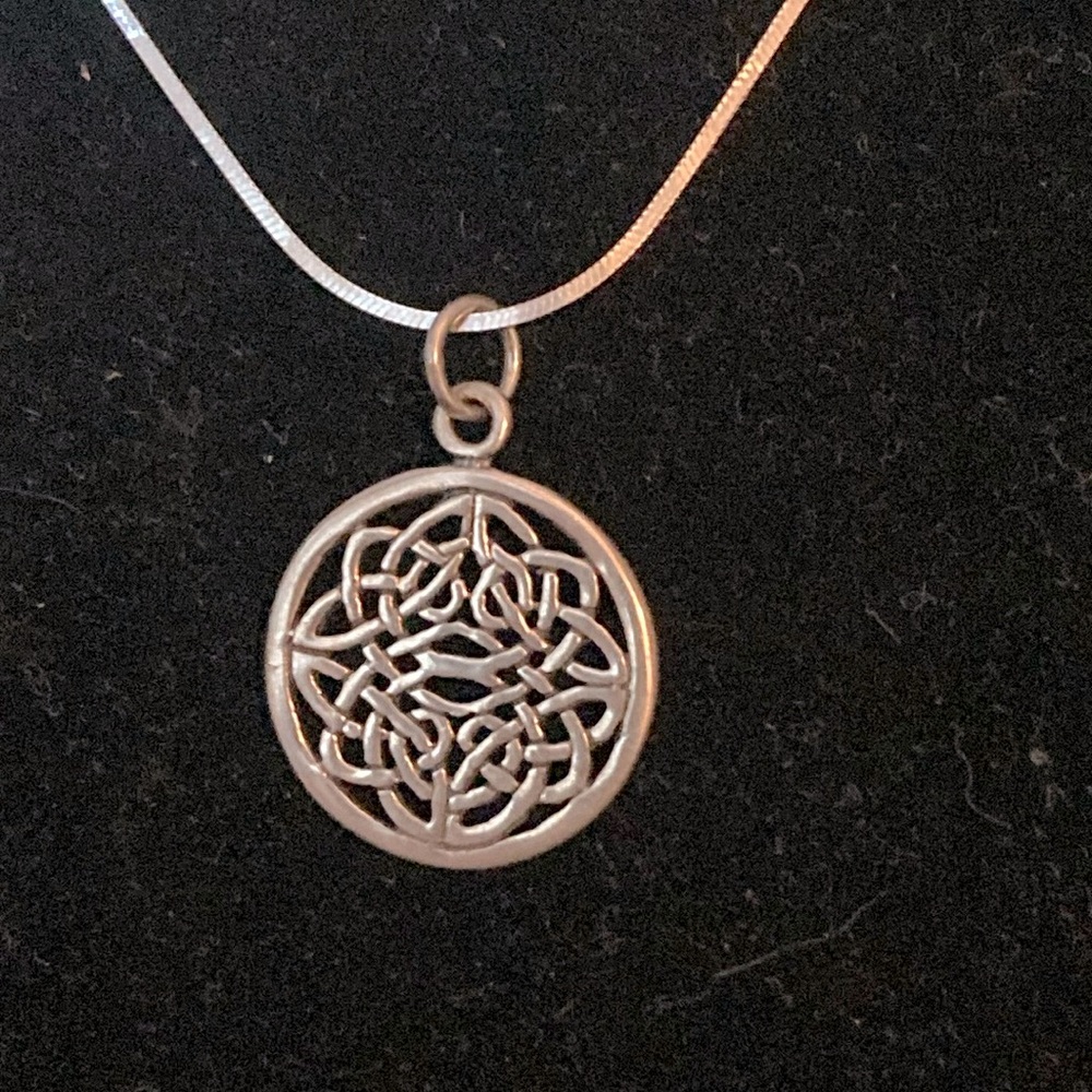 Silver Celtic Triquetra Necklace, 24” chain